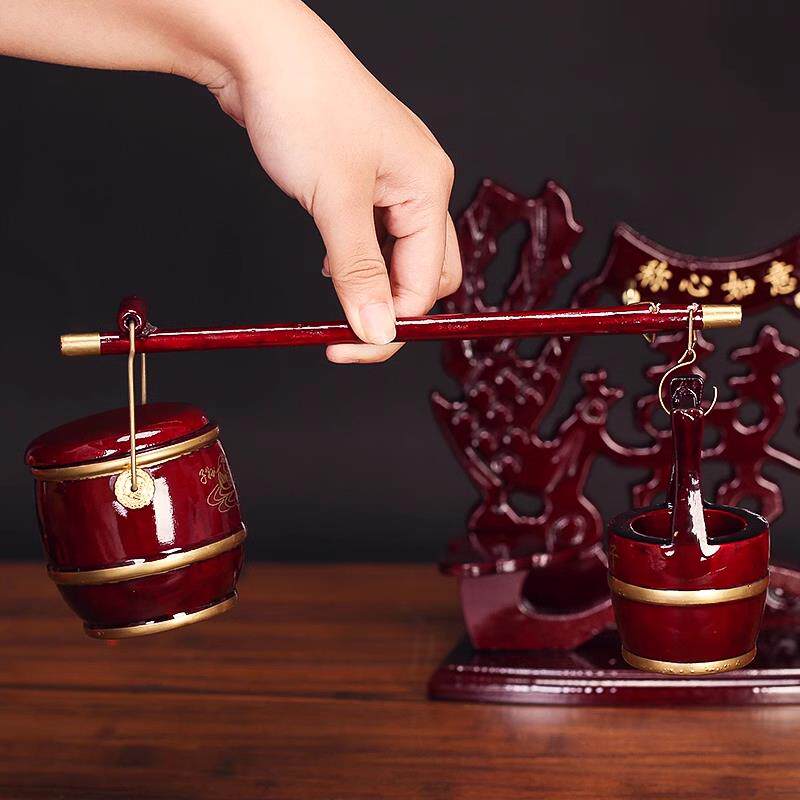 子生桶结婚用结婚子孙桶小号迷你全套装红木实木桶同心锁陪嫁妆摆