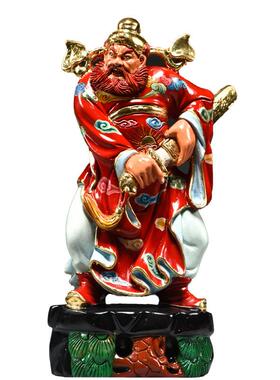 彩绘黑檀木雕天师福神钟馗像摆件实木客厅家居玄关装饰红木工艺品