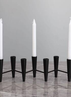 奢欧轻关黑色Z0036型北烛台样板间家居客厅桌面创意玄软装饰品摆