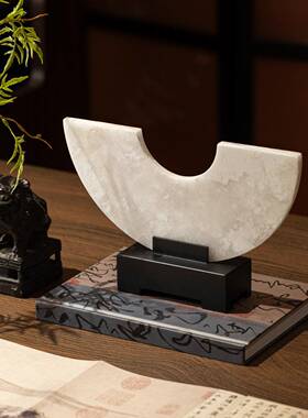 匠十三新中式高档玉石大别理石圆RZB-2894客平安半扣摆件厅墅会所