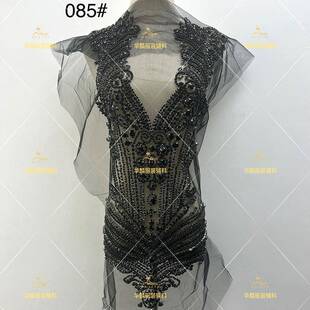 现货重手工钉钻珠衣服璃蕾丝补丁贴玻花085#婚礼服大件裁片辅料纱