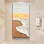 玄关画厅沙背景装 日出发 饰画肌理画挂诧寂客 2947手绘油画 TRY