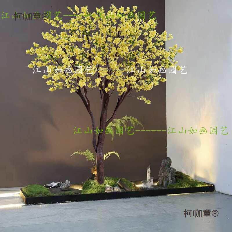 桂花树黄色假花大型室内假树装饰酒店商场道具造景落地摆件麦太保