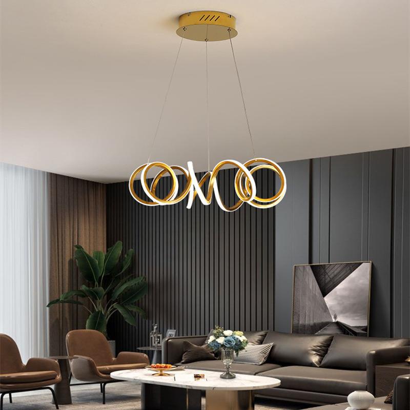 轻奢餐厅吊灯2023新款创意设计师吧台展厅样板房不锈钢LED客厅灯