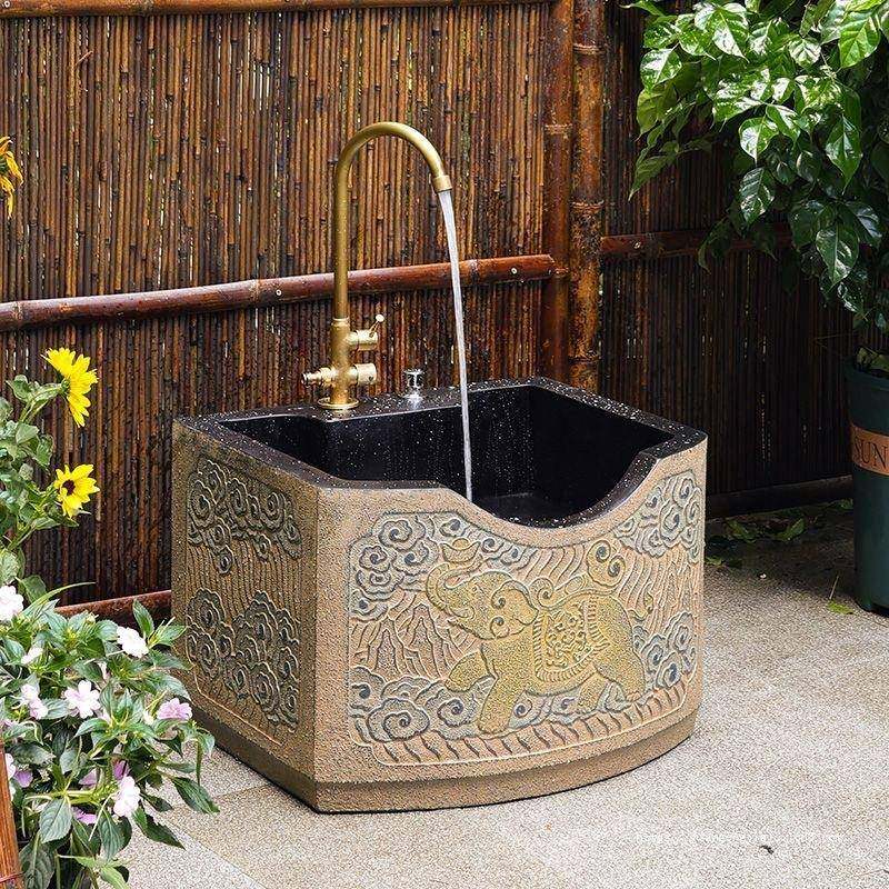 中式复古洗手池水盆水槽庭院花园户外拖把池墩布池阳台别墅拖布池,电子元器件市场,其它元器件,淘宝优惠券,粉丝福利购,淘宝优惠卷