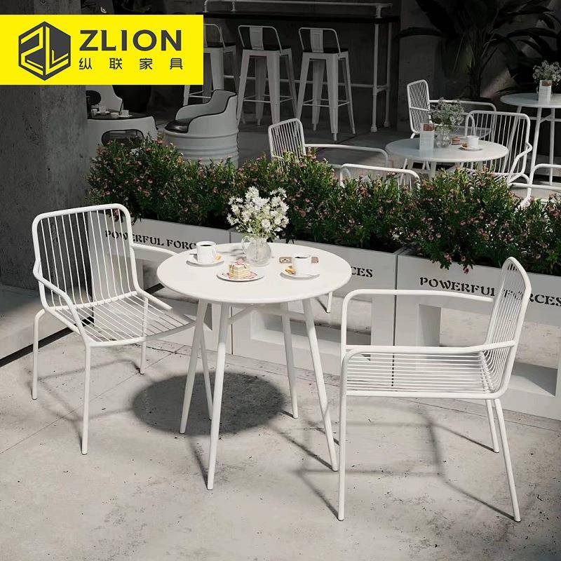 户外别墅花园庭院餐桌椅露台一桌两椅家具室外餐厅奶茶店桌椅组合