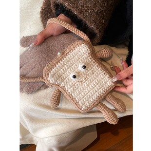 毛线手工编织包包成品可爱儿童针织包钩织吐司包亲子包母女斜挎包
