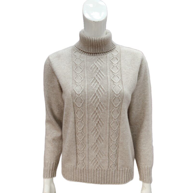 两翻领高领羊毛衫女秋冬款麻花毛衣短款宽松针织羊绒打底衫内搭厚