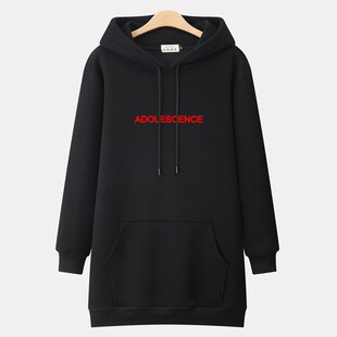 宽松韩版 卫衣女胖mm2021新款 200斤加绒加厚外套潮 大码 秋冬中长款