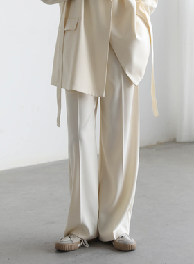 CV大码女装 垂感休闲宽松高腰直筒阔腿拖地西装裤女长裤秋季新款