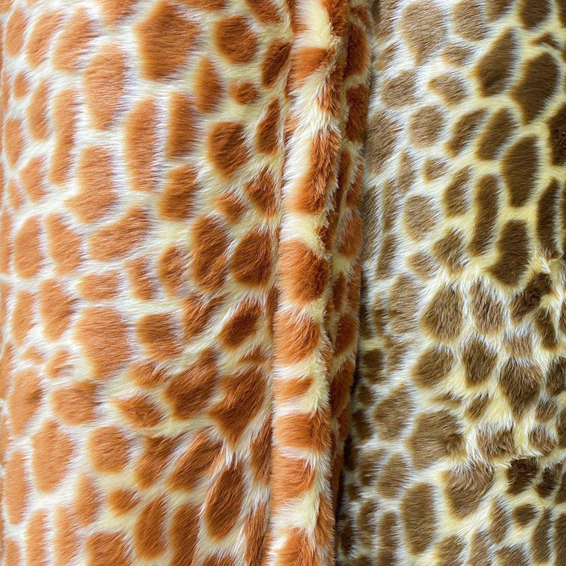 现货人仿造狐毛动物花大毛印皮鹿狸纹奶LVZ牛纹面料