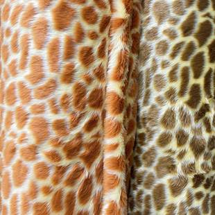 现货人仿造狐毛动物花大毛印皮鹿狸纹奶LVZ牛纹面料