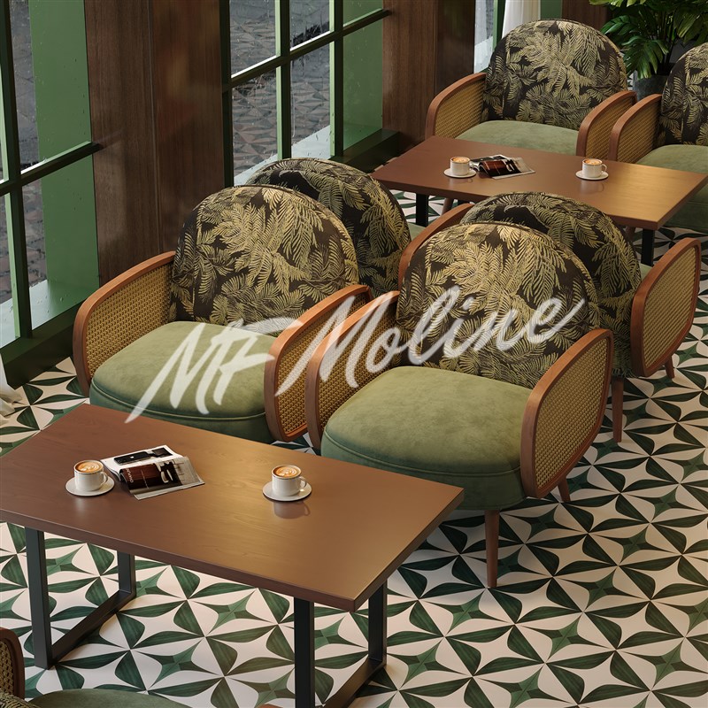 南洋风咖啡厅桌椅k组合民宿清吧南洋风中古覆古休闲 实木沙发