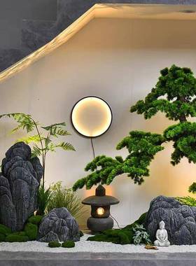 日式山水庭院装饰亮灯真石头青龙仿石泰山石禅意ZJSZ8862装饰品