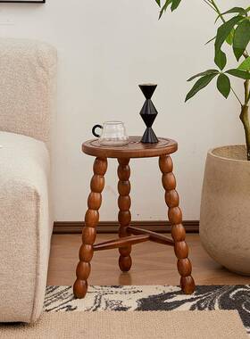 Atli木er中古凳法式复古木换小HXS矮凳木质圆凳奶凳小众工匠实鞋