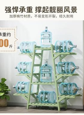 式客厅阳台花架竹多欧室层FIC多肉绿萝花架子移动内花盆置物架一