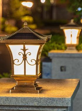 飞檐翘角37956柱头灯围墙灯太阳能别墅大灯门柱子户外防剑水门尖