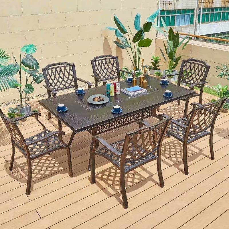 楼顶露天阳台休外闲座椅休闲1508户家具家具组一桌两衣着合椅六椅