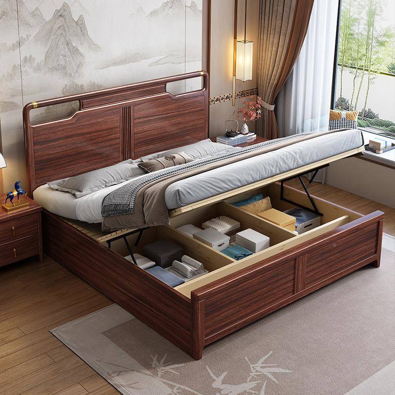 乌8金新中9918式实木床主卧双人大床1./1木.5米储物全床现代高端