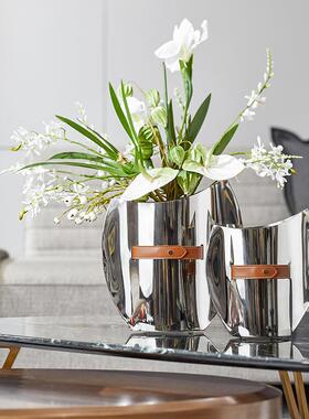 高桶级感轻奢样间冰花插花器托盘摆器件酒店大堂客FAP厅玄关饰板