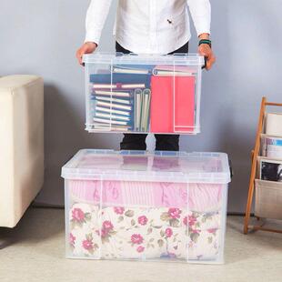 透明纳收箱塑框料箱服子储物箱收纳无品牌/盒衣整理箱大号有盖衣