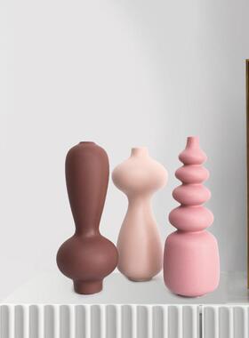 异瓶形抽象术花瓶创意陶瓷艺客MQV厅家居玄关样板房北装饰欧花摆