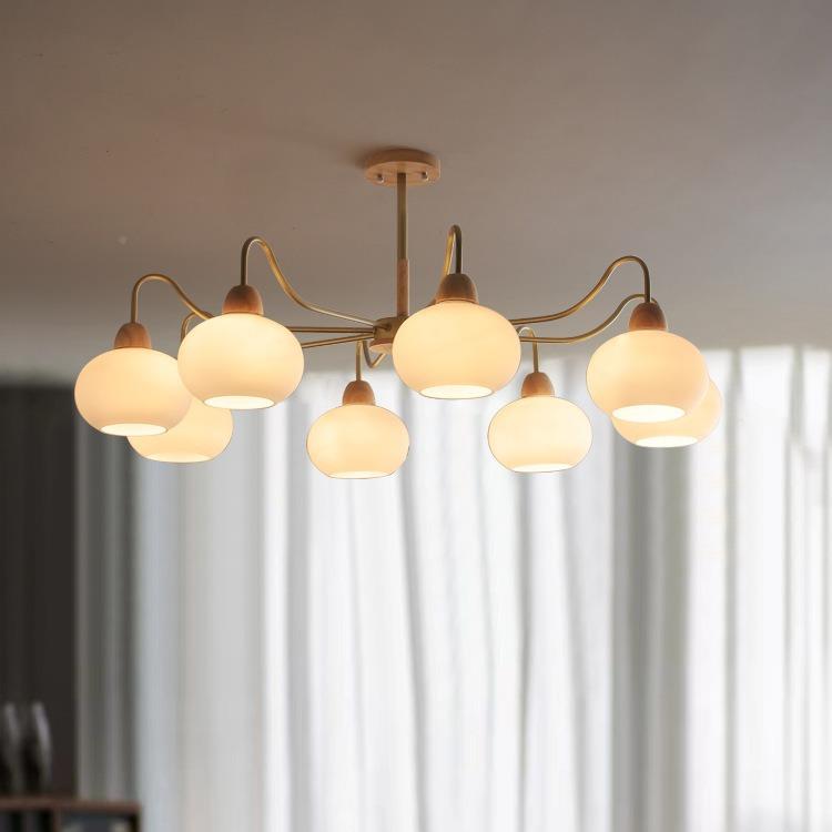 豪客古厅柿子DD6001吊原灯日式木奶油风卧室灯法式包斯复中古书房