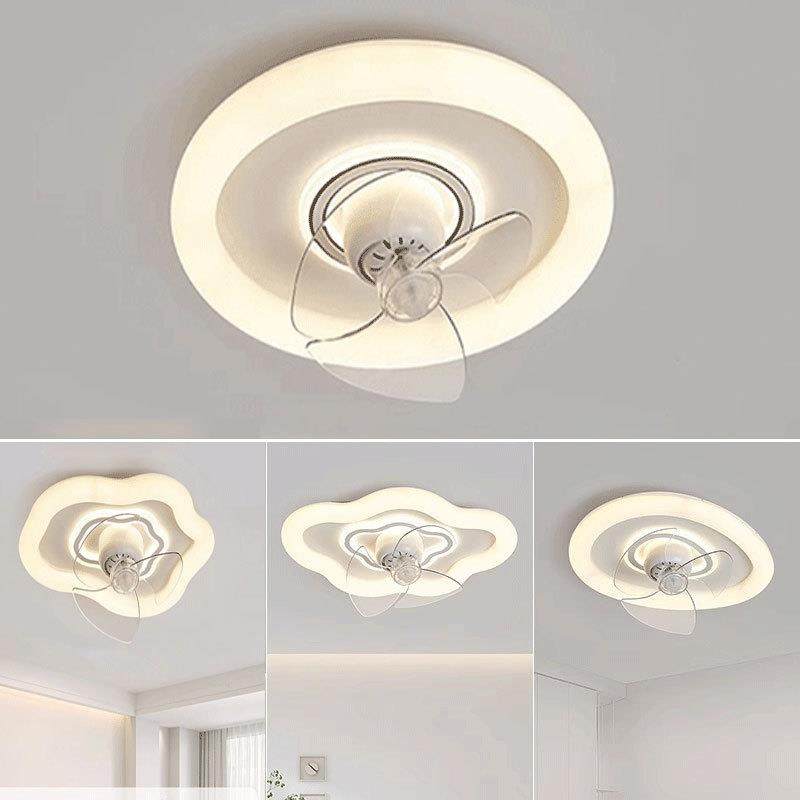 风扇灯卧室灯吸顶灯现代简约摇头带灯一体电扇灯云朵儿童房间灯具