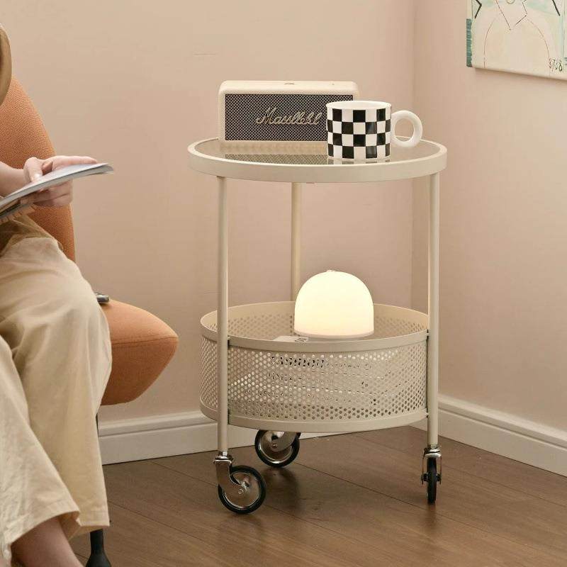 奶油风移动小茶几小推车小户型家用沙发边几客厅玻璃圆形网红圆桌,电子元器件市场,其它元器件,淘宝优惠券,粉丝福利购,淘宝优惠卷