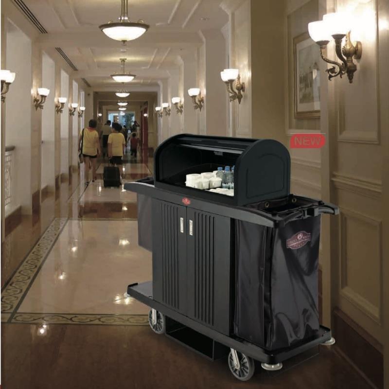 #塑料客房服务车工作车多功能打扫清洁房口车酒店保洁推车布草车