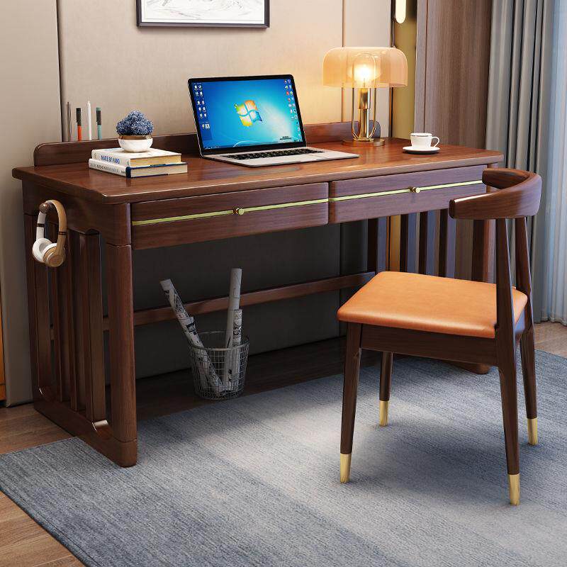 新中式实木书桌椅一套轻奢高端台式电脑桌家用办公桌学生写字桌子