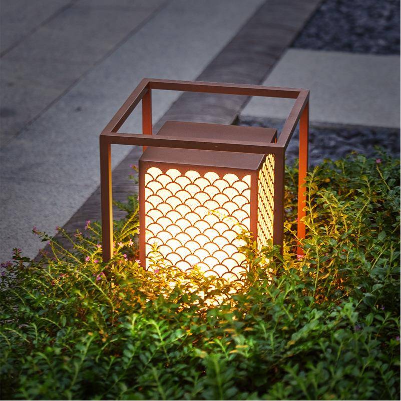 太阳能柱头灯新中式户外别墅庭院大门灯室外围墙柱灯花园草坪灯