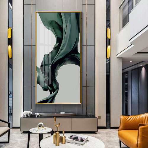 新中式水墨玄关装饰画竖版抽象餐厅挂画个性设计过道楼梯墙面壁画