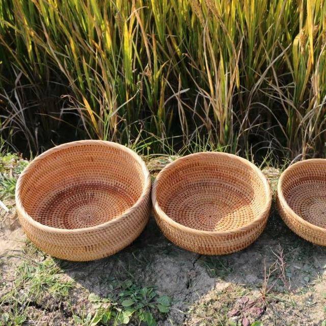新秋藤品织水果盘087竹编收物纳篮子编桌面置篮