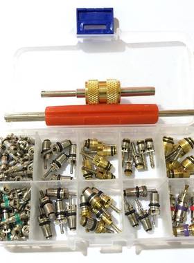 各种冷R134A芯气门102Pc芯气门嘴阀芯汽空车调制接头阀双头工具组