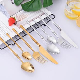 0意RAE4不锈创镀金小蛮腰西餐餐具牛排3餐钢刀餐叉勺24件套礼品套