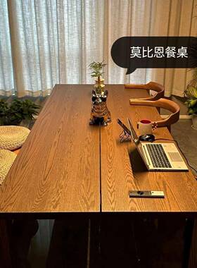 B191106简北欧实木餐桌约白蜡木长桌原木日板式大莫恩桌子家用书