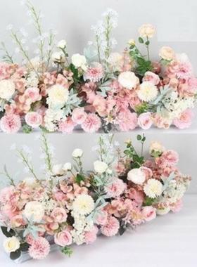 条庆排花舞台TJSK台路引花婚礼现场婚置花布排花婚庆装饰路引花艺