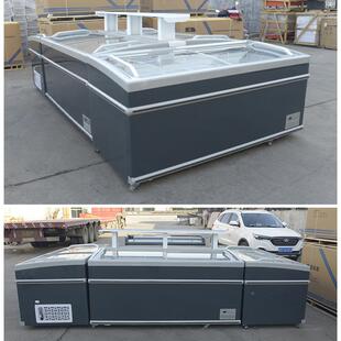 超市冷冻柜组合岛海鲜丸速子柜冻水饺721展示柜式冰柜组合岛卧柜