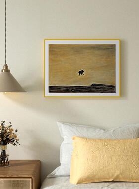 常玉装饰画奔的小象现代术抽象20221009动物跑装饰画餐厅挂画艺客