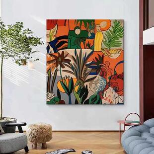 式抽象植物纯手绘油画卡通美色小众艺术装饰彩画FM893025客厅玄丙