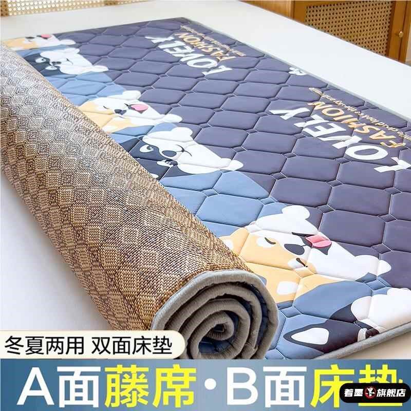 冬夏两用凉席藤席双面单人学生宿舍可折叠软冰丝席子裸睡家用床垫