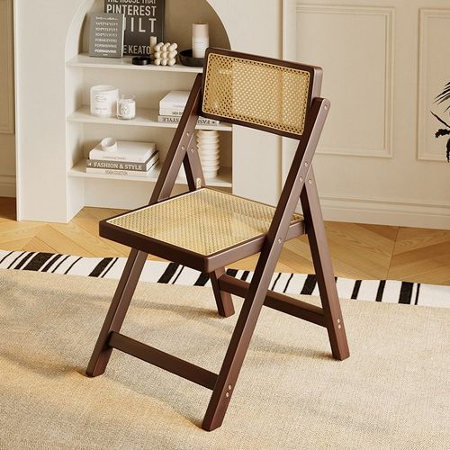 中古风藤编藤椅阳台折叠椅靠背椅单人舒服久坐办公椅高端休闲客厅