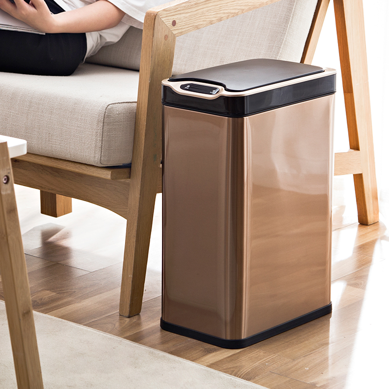 JH带盖小号卫生间垃圾桶有盖厕所家用窄长方形电动智能自动感应