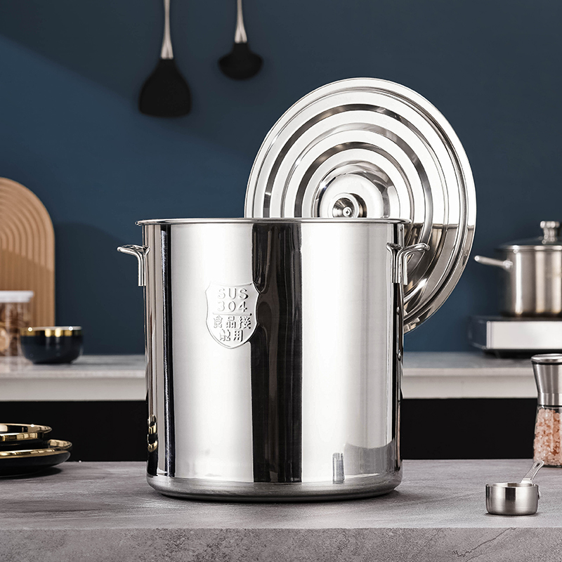 不锈钢汤桶30加厚圆桶水桶家用 卤肉桶电磁炉食品级汤锅商用