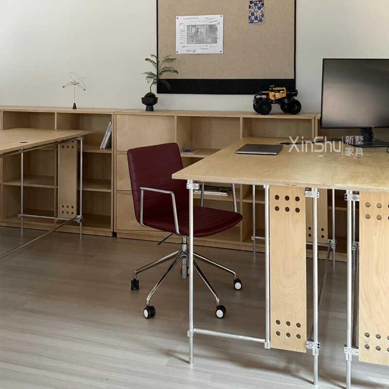 现代电脑桌海洋板金属工作桌子极简书桌多功能办公桌定制洞洞板桌