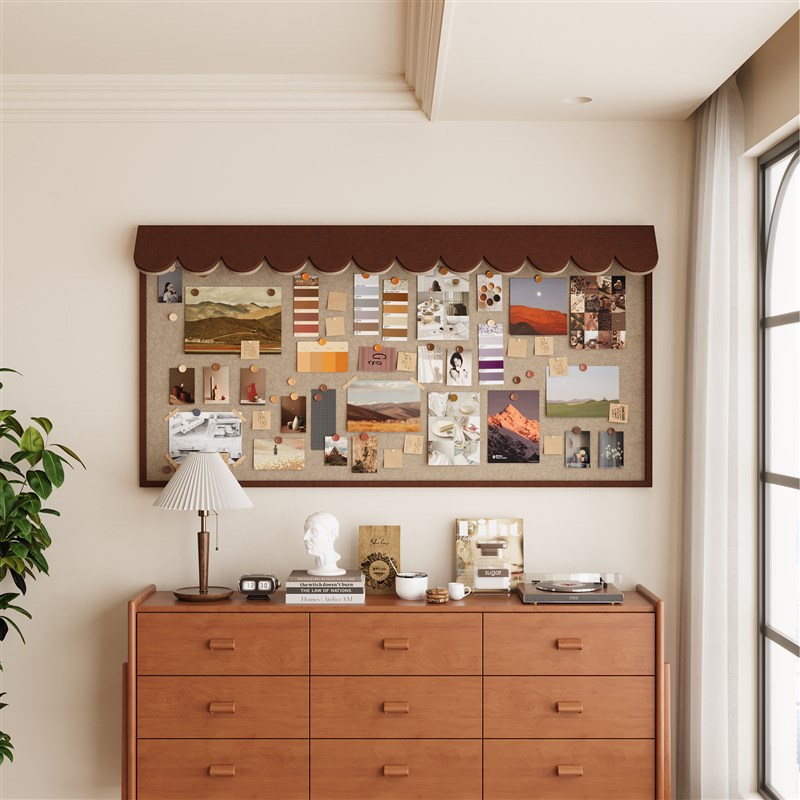 立体屋檐毛毡板照片墙复古高级感定制墙贴软木板留言板相片展示板