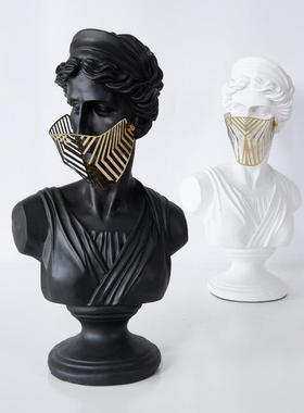 面罩人雕塑摆件抽饰象板人居TB-64523物样房客厅书柜创意家艺术软