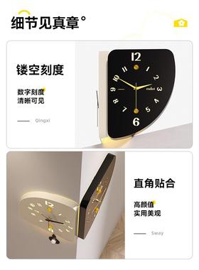 ?双面转时Fh($p$%p角挂钟家用客厅2简约钟表025拐新款现代角创意