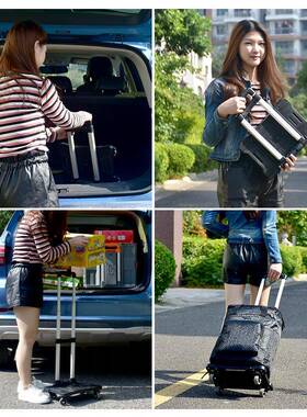 家小用便携小推拉杆车小拉车手车推车折叠L021A拖车买车耐用菜折